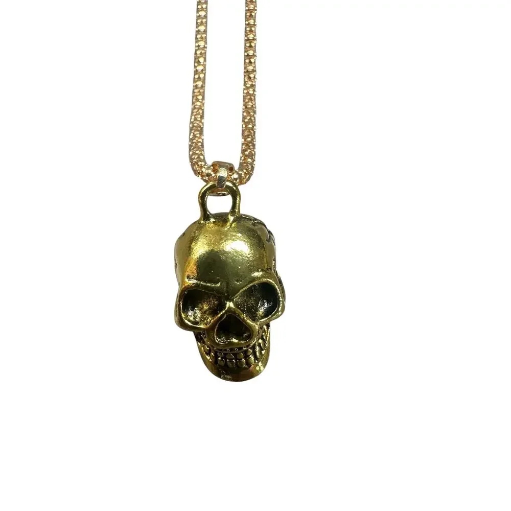 Andrew Christian Skull Necklace Gold — One Size